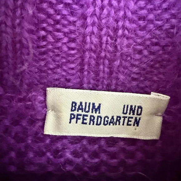 Baum Und Pferdgarten Women's Purple Mohair Blend Mockneck Ribbed Sweater Large - Picture 4 of 7